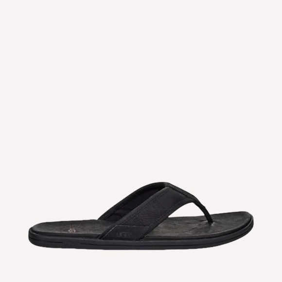 UGG Men\'s Seaside Flip Sandals, Black Leather. 1102690 main image 6